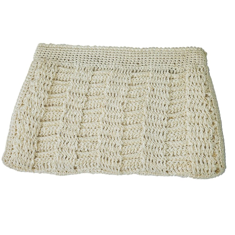Vintage 1960's White Crochet Clutch Korean Made Handbag - Picture 3 of 6